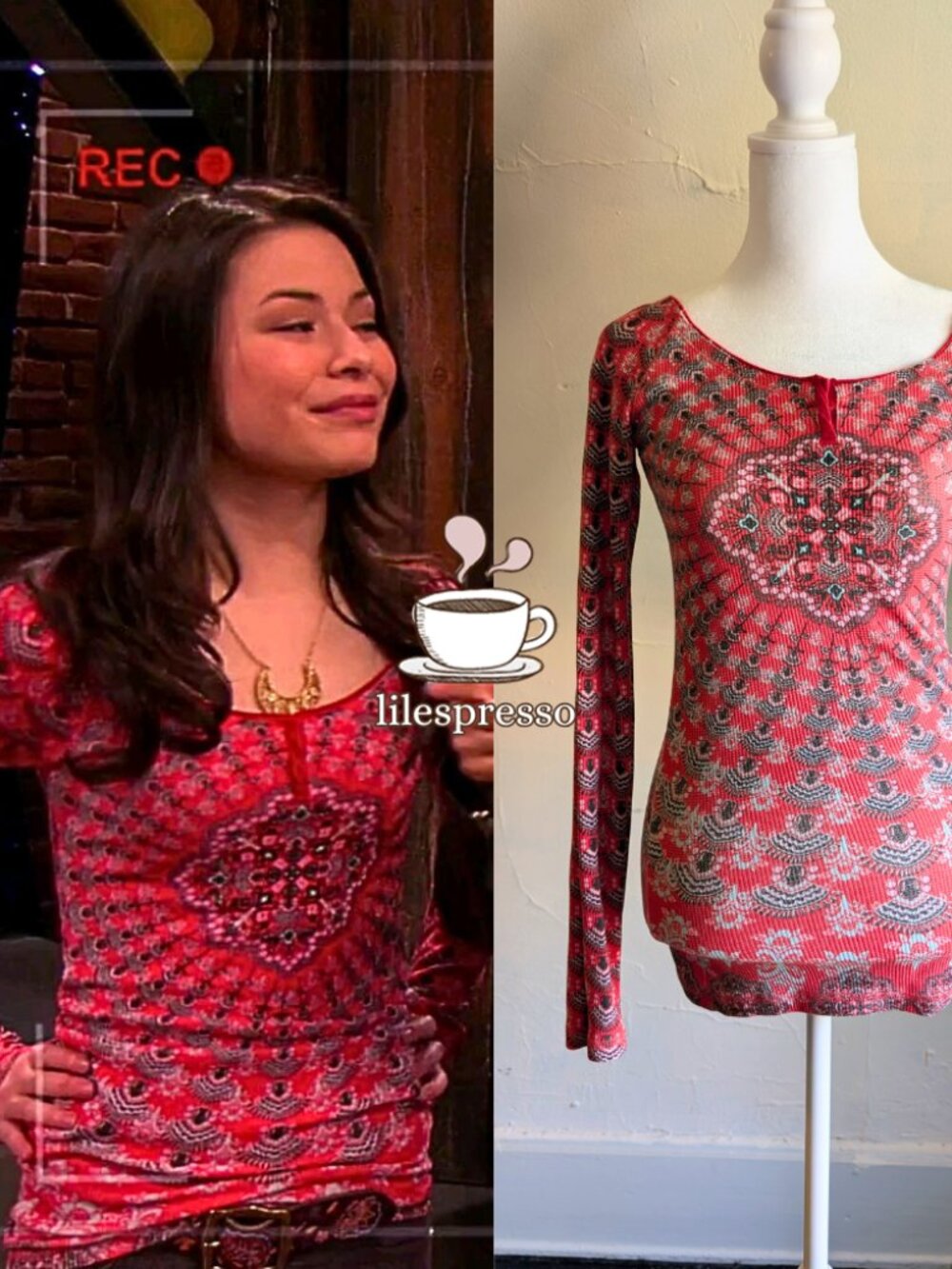 RARE free people tribal thermal printed top ASO carly shay icarly (small)